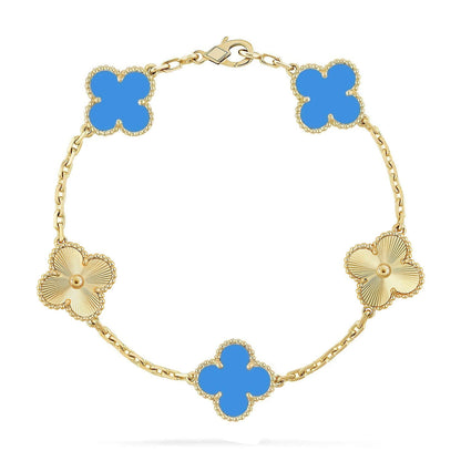 [GALE] CLOVER 5 MOTIF BLUE AGATE BRACELET COLLECTION