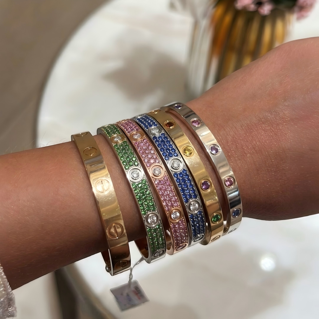 [GALE]2026 PAVE GEMSTONE LOVE BRACELET 6.1MM 10 DIAMONDS