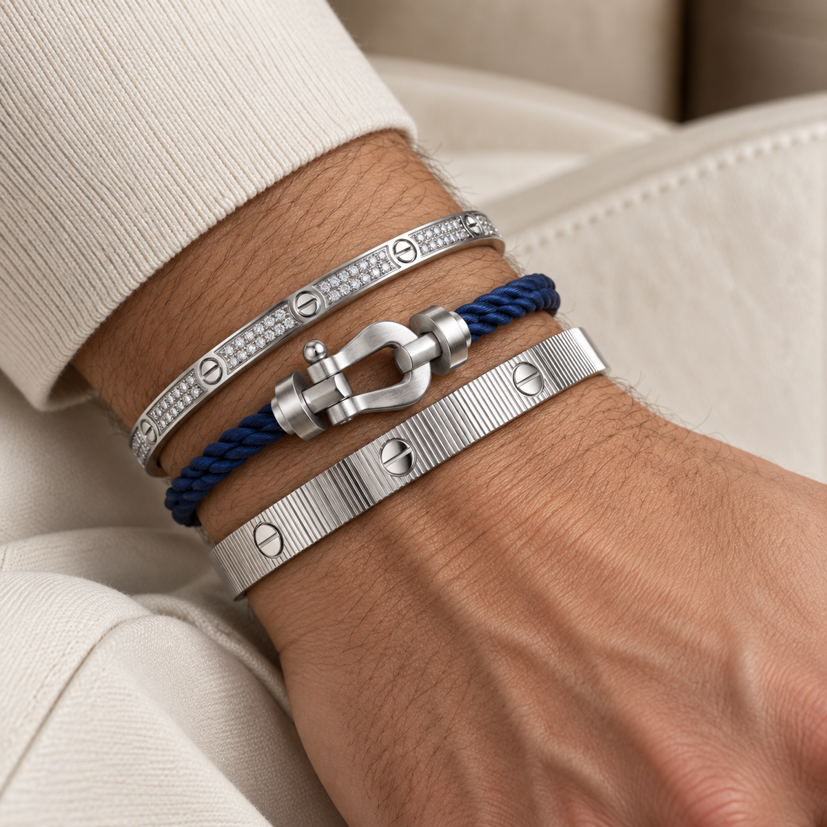 [GALE]Love & Force Large Horseshoe Trio Bracelet Stack Set