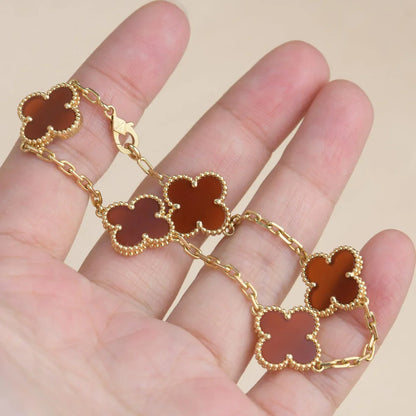 [GALE] CLOVER 5 MOTIF RED CORNELIAN BRACELET COLLECTION