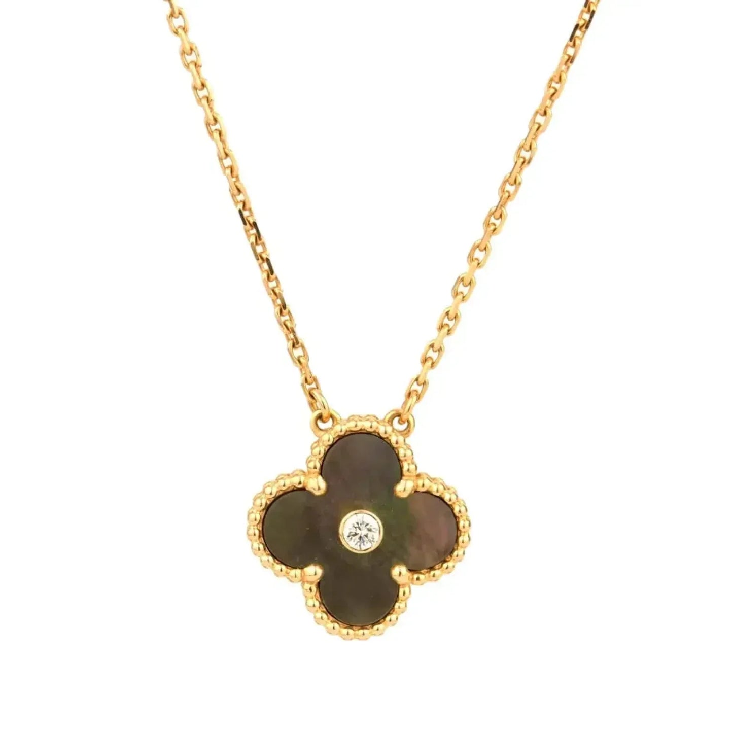 [NOVO]CLOVER 15MM DIAMANT- UND PERLMUTT-HALSKETTE