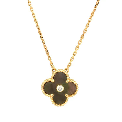 [NOVO]CLOVER 15MM DIAMANT- UND PERLMUTT-HALSKETTE