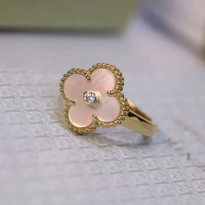 [GALE]CLOVER PINK MOP RING GOLD DIAMOND