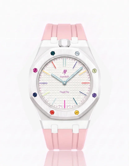 Silicone Strap & Case  Royal Pop Huit Blanc(Customize  Colors)