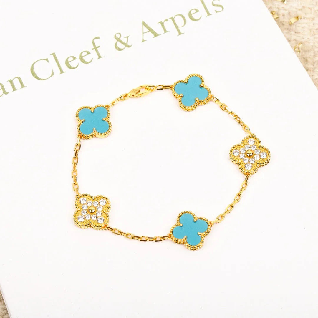 [GALE] CLOVER 5 MOTIF TURQUOISE BRACELET COLLECTION