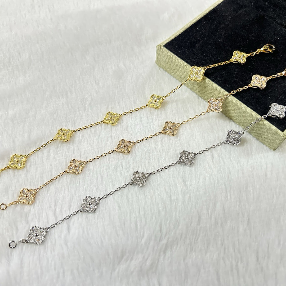 [NOVO]クローバー 6モチーフ ダイヤモンドブレスレット