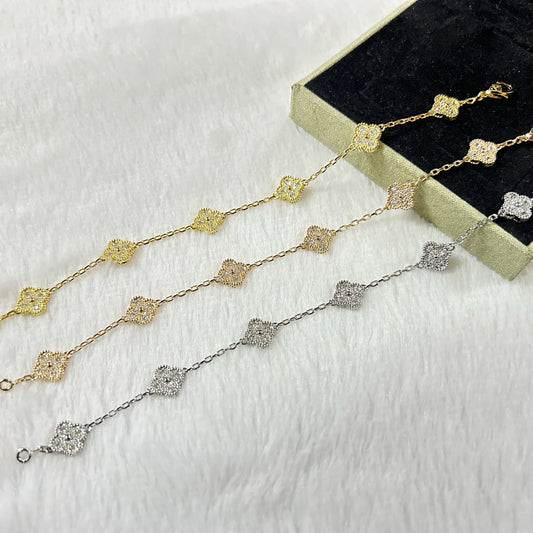 [NOVO]クローバー 6モチーフ ダイヤモンドブレスレット