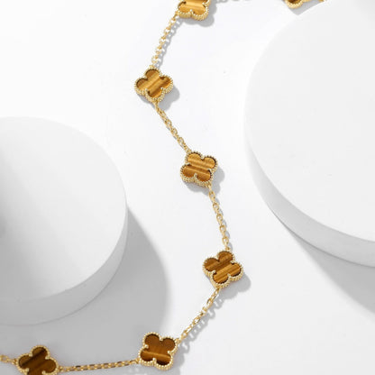 [GALE]CLOVER 10 MOTIFS TIGER EYE NECKLACE