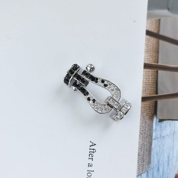 [NOVO]FORCE Großes Hufeisen Schwarz Weiß Diamantarmband Roségold