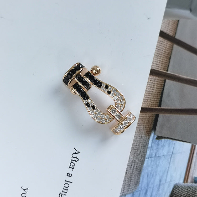 [NOVO]FORCE Großes Hufeisen Schwarz Weiß Diamantarmband Roségold
