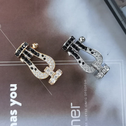 [NOVO]FORCE Großes Hufeisen Schwarz Weiß Diamantarmband Silber