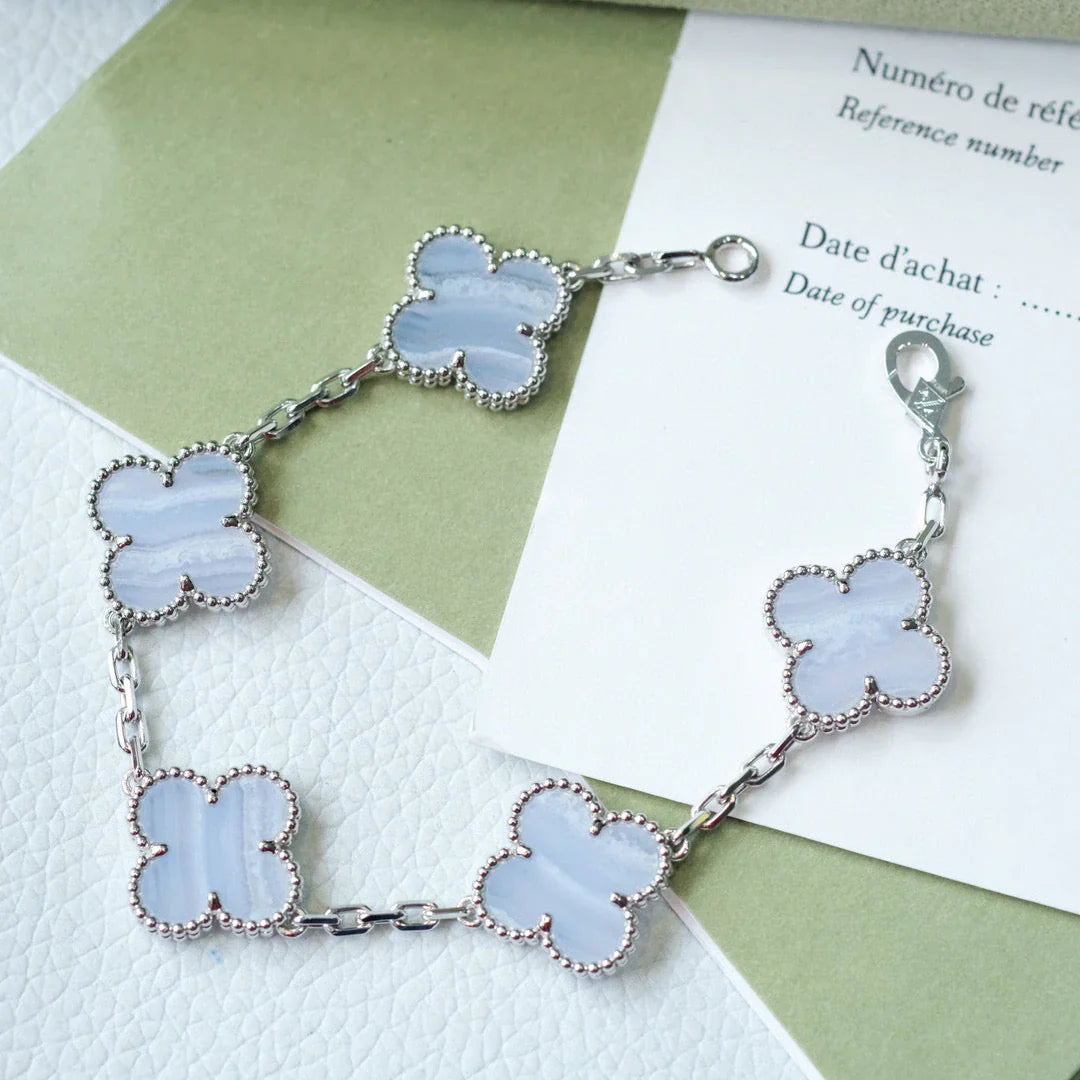 [GALE] CLOVER 5 MOTIF PURPLE CHALCEDONY BRACELET COLLECTION
