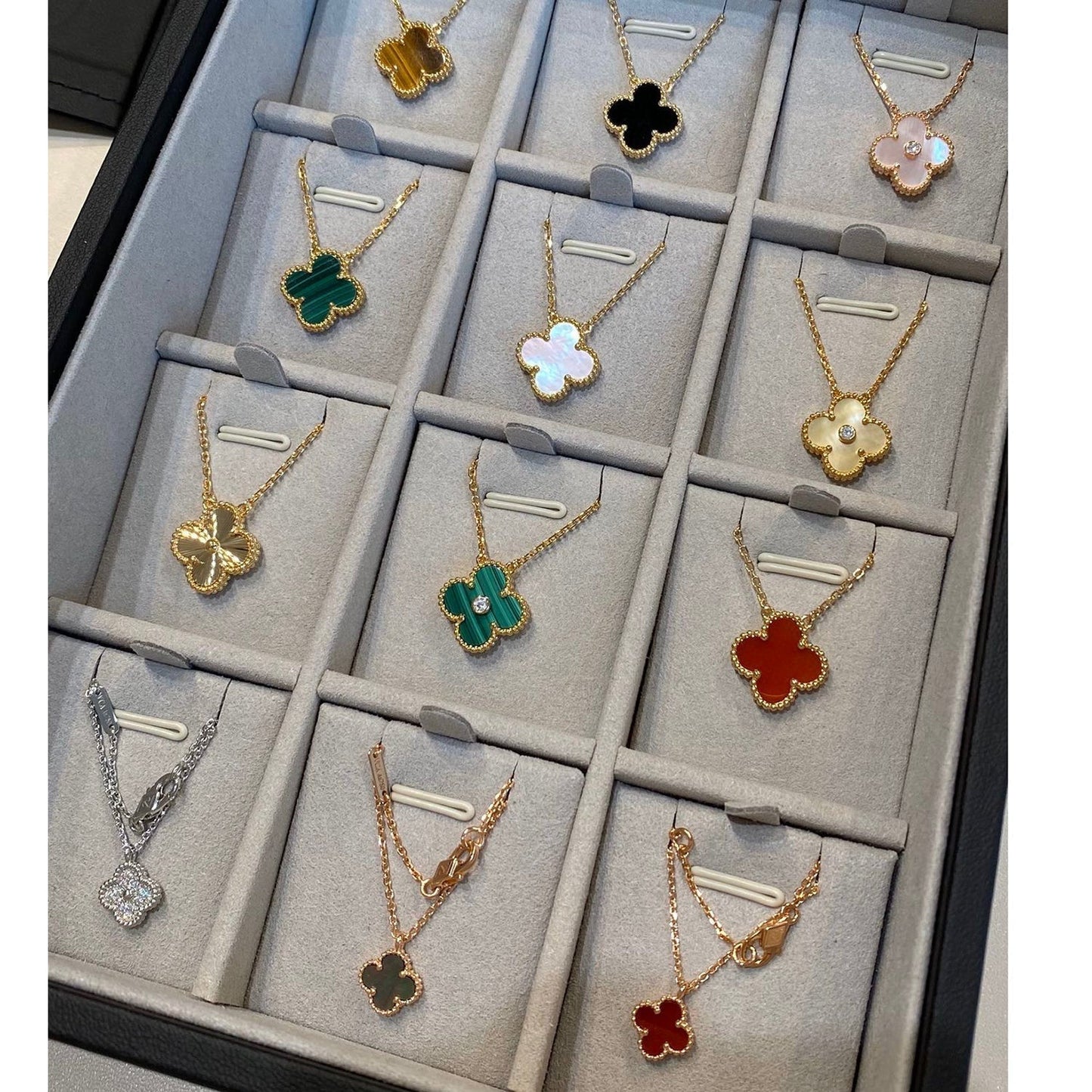 [GALE]CLOVER 15MM DIAMOND SINGLE FLOWER NECKLACE