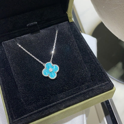 [NOVO]CLOVER 15MM DIAMANT-SVRES-PORZELLAN-HALSKETTE SILBER