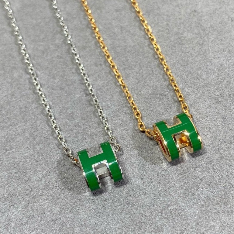 [NOVO]POP H GRÜNE KETTE SILBER UND GOLD