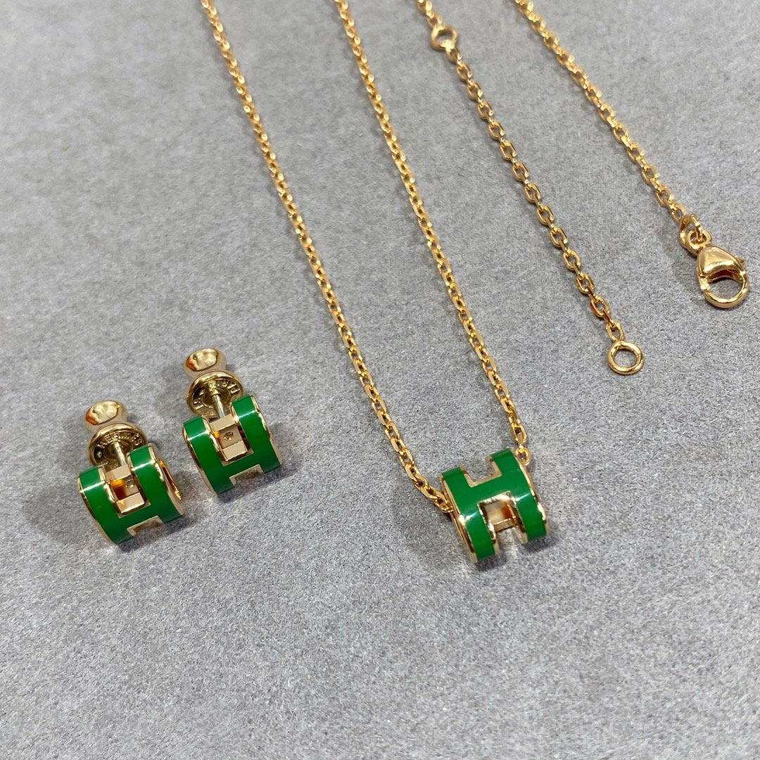 [NOVO]POP H GRÜNE KETTE SILBER UND GOLD