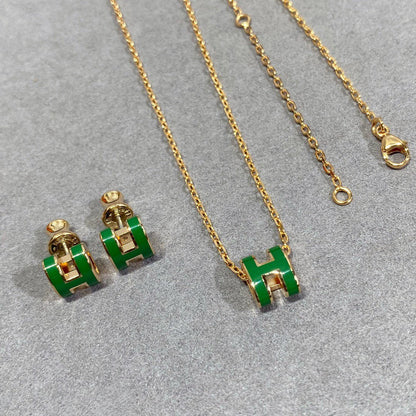 [NOVO]POP H GRÜNE KETTE SILBER UND GOLD