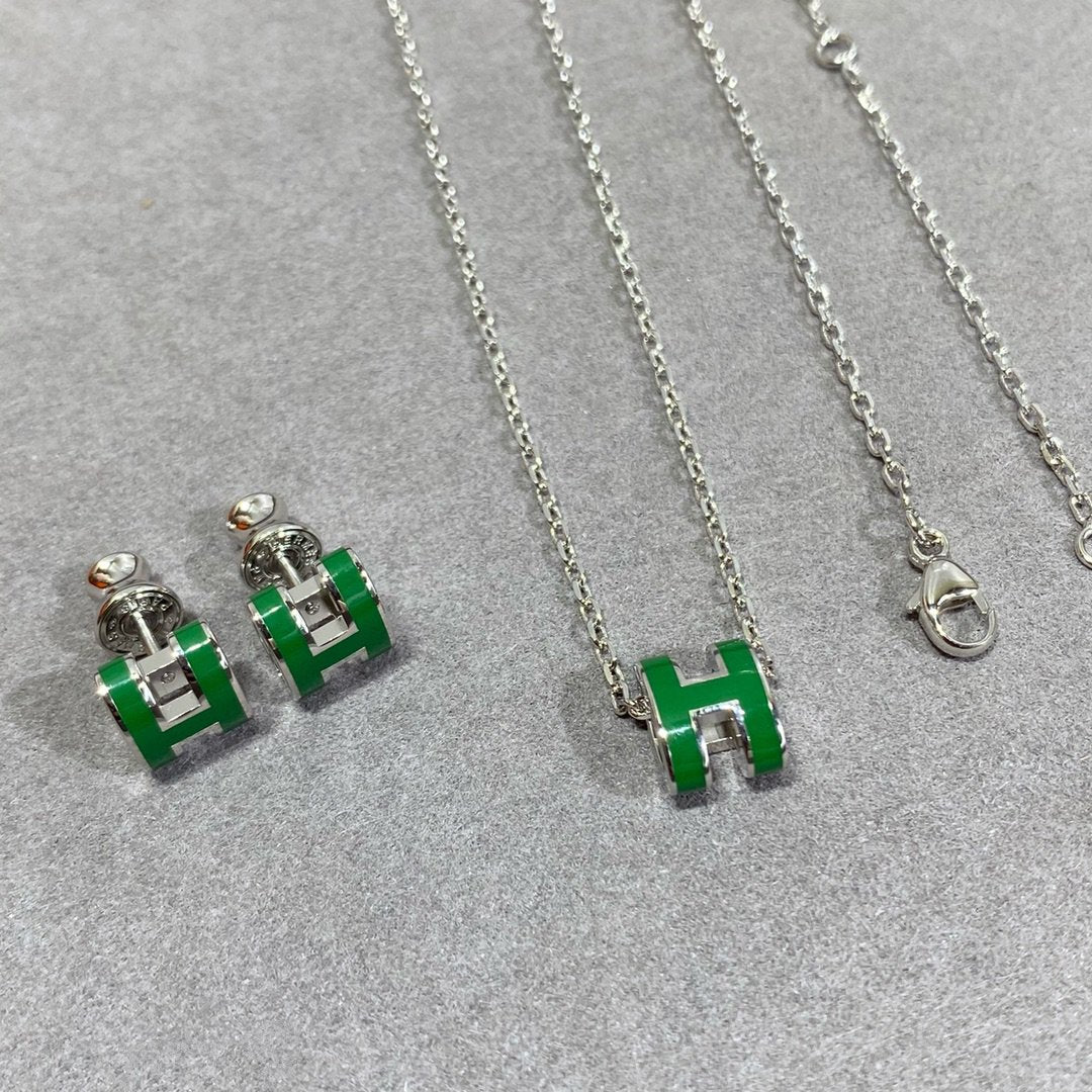 [NOVO]POP H GRÜNE KETTE SILBER UND GOLD