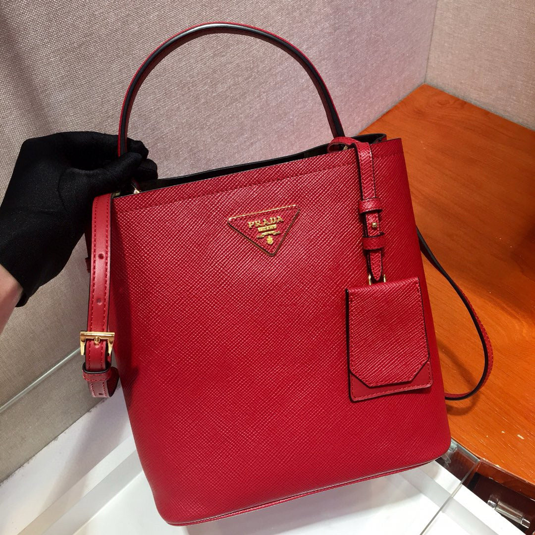 medium pra panier bag 22cm red calfskin