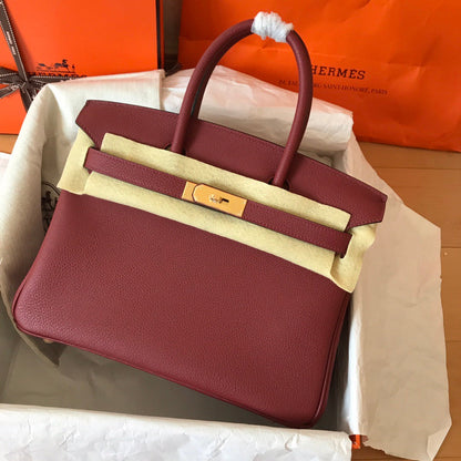 HM BIRKIN 25CM RED WINE TOGO LEATHER GOLD HARDWARE