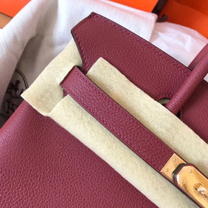 HM BIRKIN 25CM RED WINE TOGO LEATHER GOLD HARDWARE