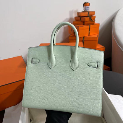 HM BIRKIN 25CM VERT FIZZ EPSOM LEATHER SILVER HARDWARE