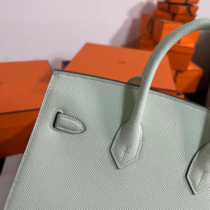 HM BIRKIN 25CM VERT FIZZ EPSOM LEATHER SILVER HARDWARE