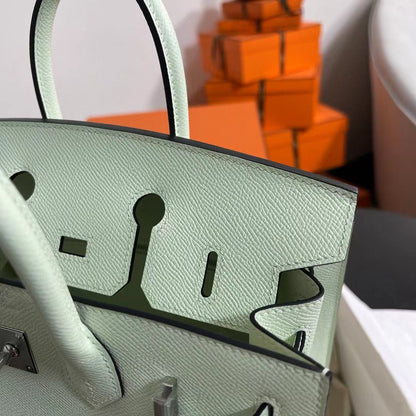 HM BIRKIN 25CM VERT FIZZ EPSOM LEATHER SILVER HARDWARE