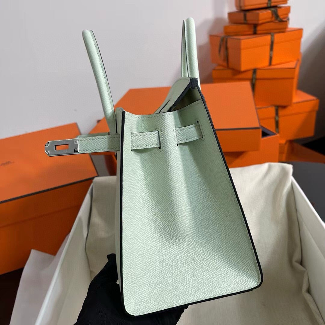 HM BIRKIN 25CM VERT FIZZ EPSOM LEATHER SILVER HARDWARE