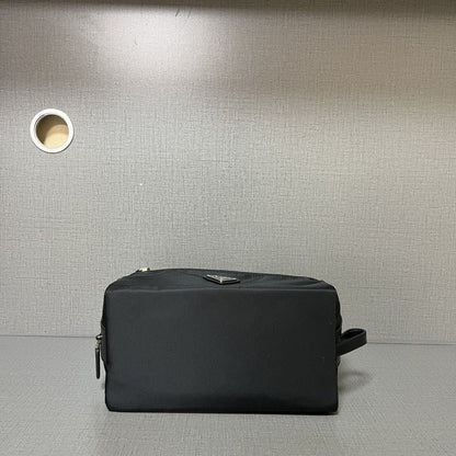 PRA CLUTCH 26 IN BLACK RE-NYLON AND SAFFIANO LEATHER