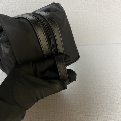 PRA CLUTCH 26 IN BLACK RE-NYLON AND SAFFIANO LEATHER