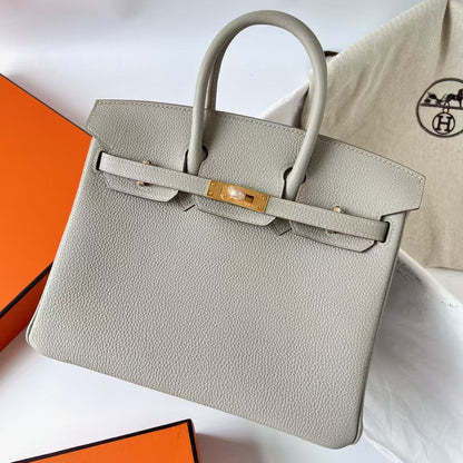 HM Birkin Bag Pearl Grey Togo Leather Gold Hardware