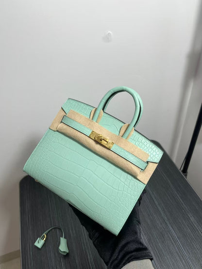 HM BIRKIN 25cm Vert Deau Crocodile Gold Hardware