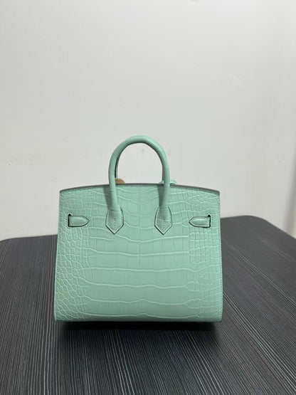 HM BIRKIN 25cm Vert Deau Crocodile Gold Hardware