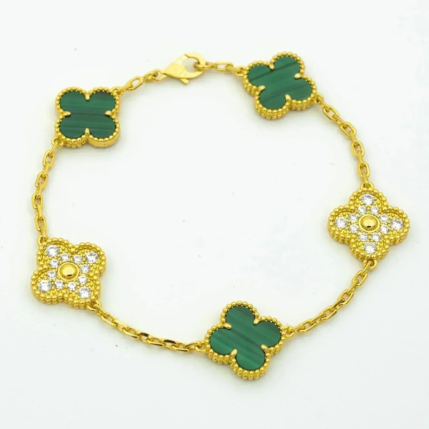 [GALE] CLOVER 5 MOTIF MALACHITE BRACELET COLLECTION