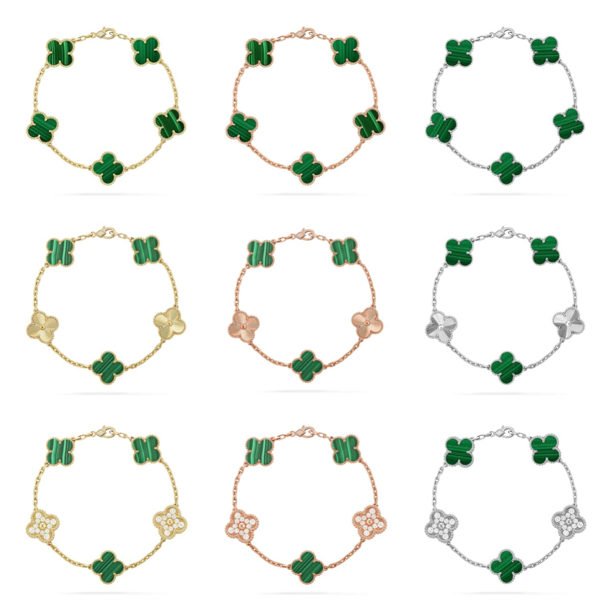 [GALE] CLOVER 5 MOTIF MALACHITE BRACELET COLLECTION