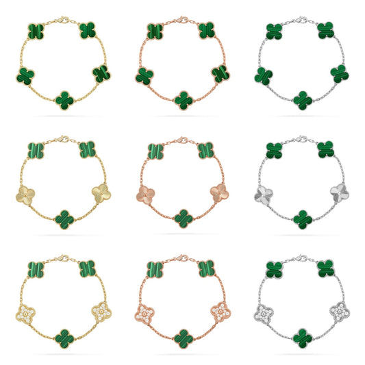 [GALE] CLOVER 5 MOTIF MALACHITE BRACELET COLLECTION