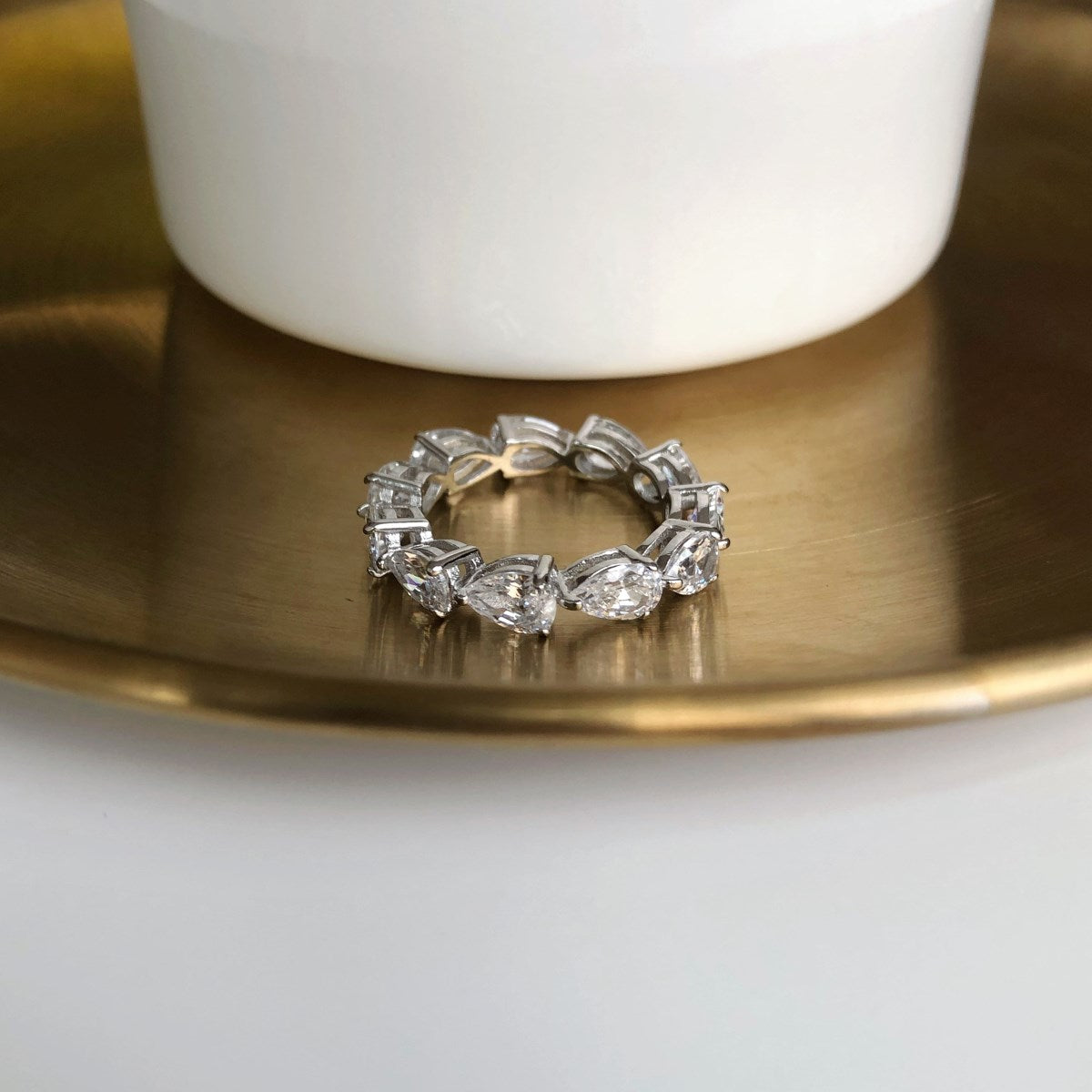 [GALE]Exquisite Pear Cut Tennis Ring