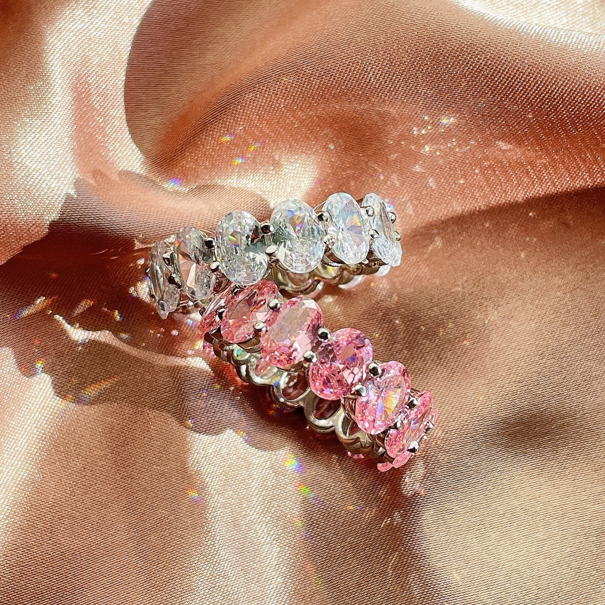 [GALE]Dainty Elongated Cushion Cut Tennis Ring
