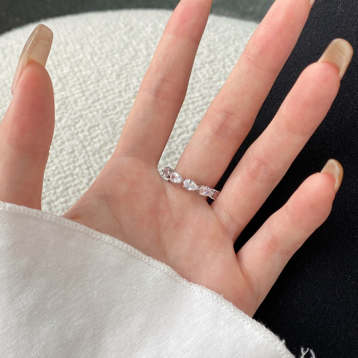 [GALE]Exquisite Pear Cut Tennis Ring