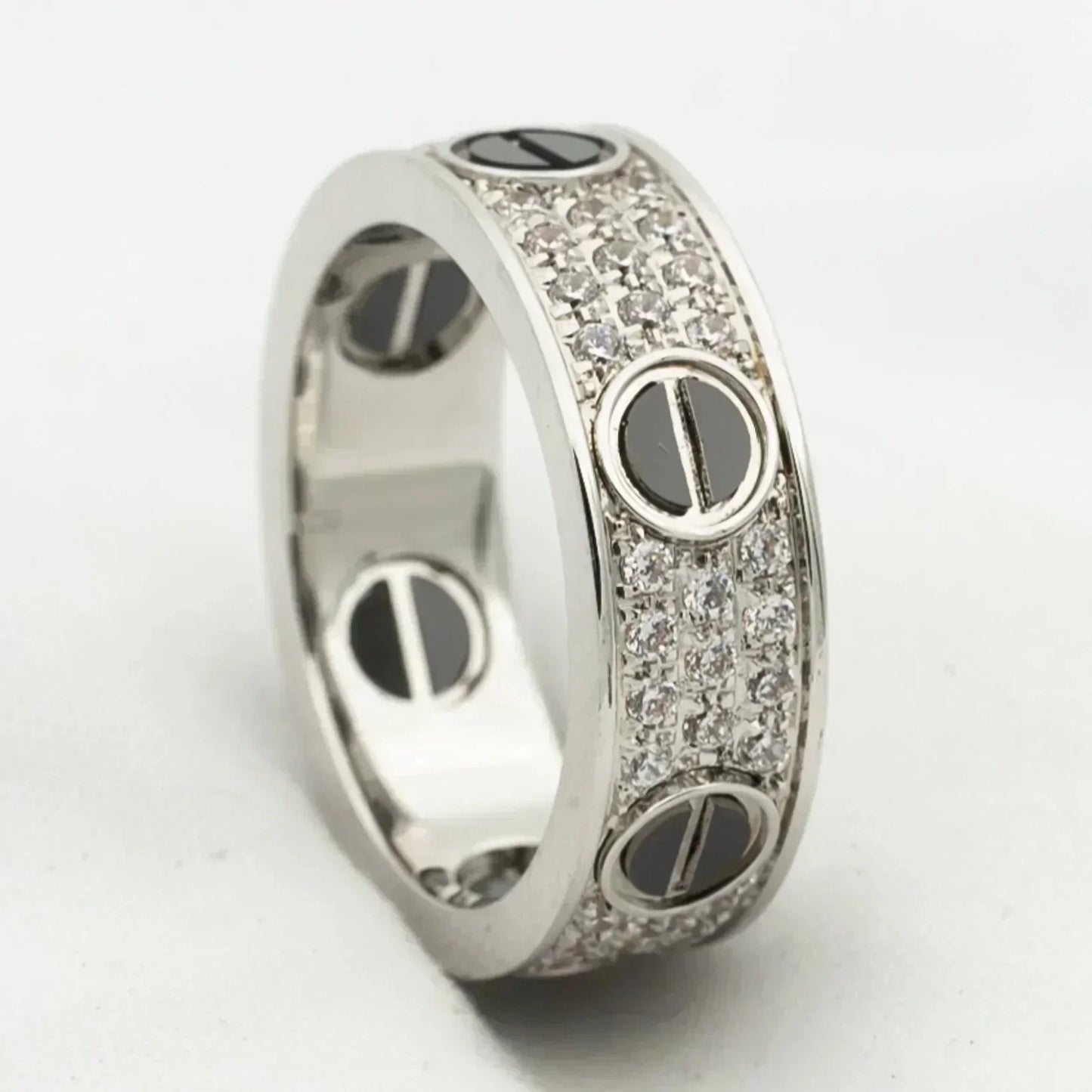 [NOVO] Liebesring, 5,5 mm Diamanten, Pavé-Fassung, Keramik