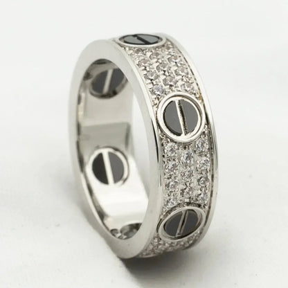 [NOVO] Liebesring, 5,5 mm Diamanten, Pavé-Fassung, Keramik