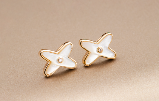 [NEU] JEUX DE WHITE MOP PINK GOLD DIAMOND EARRINGS