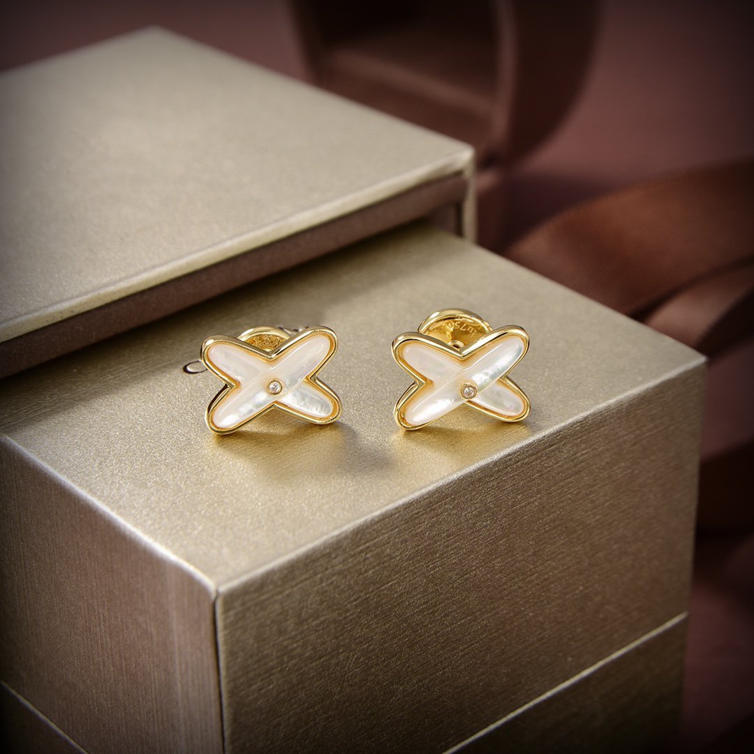 [NOVO]JEUX DE WHITE MOP ゴールド ダイヤモンド イヤリング