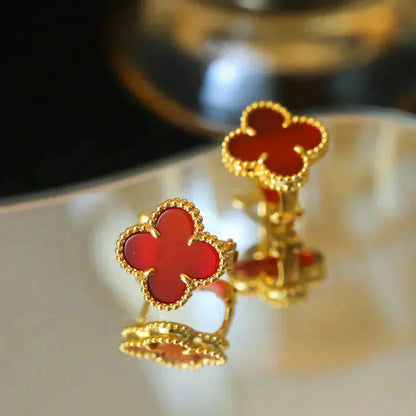[NOVO]CLOVER MEDIUM 1 MOTIFS CARNELIAN EARRINGS