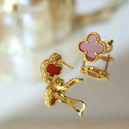 [NOVO]CLOVER MEDIUM 1 MOTIFS CARNELIAN EARRINGS