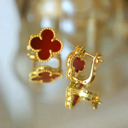 [NOVO]CLOVER MEDIUM 1 MOTIFS CARNELIAN EARRINGS