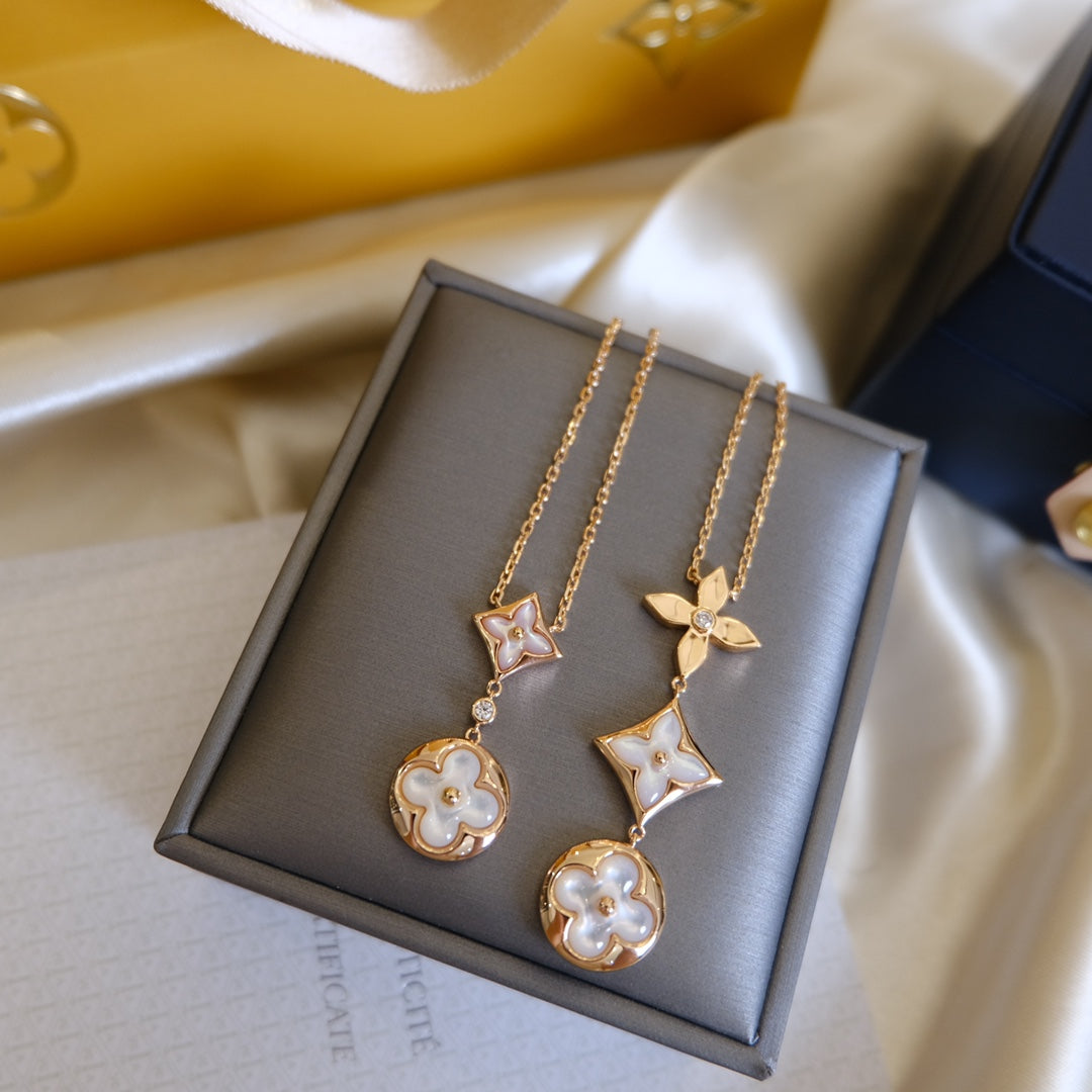 [NOVO]COLOR BLOSSOM LARIAT-HALSKETTE ROSA GOLD WEISSE PERLE UND DIAMANT