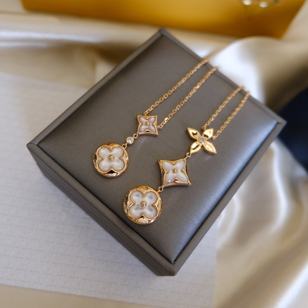 [NOVO]COLOR BLOSSOM LARIAT-HALSKETTE ROSA GOLD WEISSE PERLE UND DIAMANT