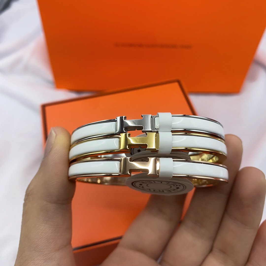 [GALE]CLASSIC HM CLIC WHITE 8MM ENAMEL BRACELET
